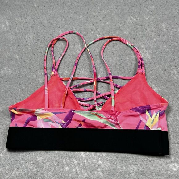 Victorias Secret PINK Sports Bra Small Pink Palm Leaf Print Ultimate Strappy - Picture 6 of 9